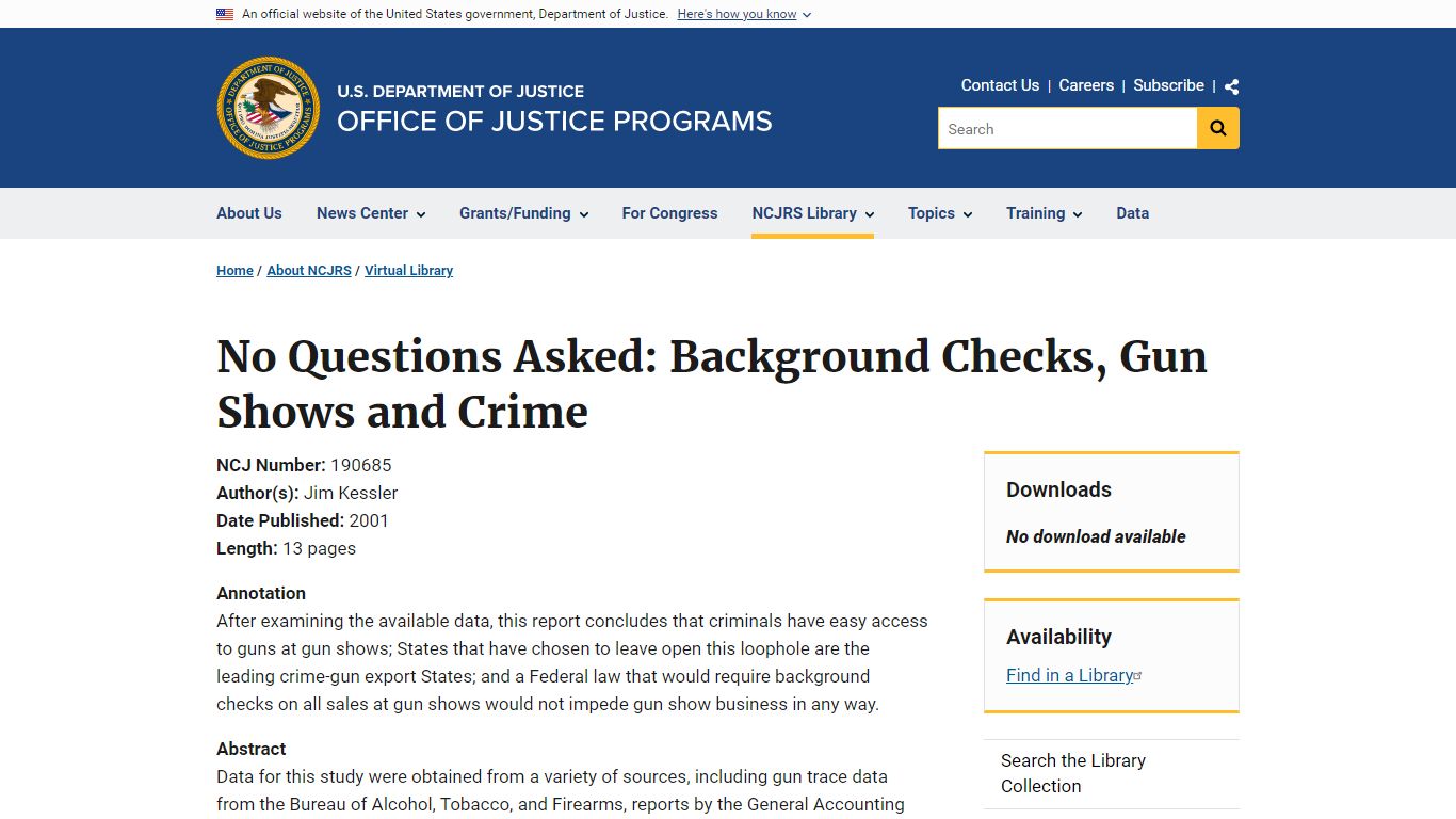 No Questions Asked: Background Checks, Gun Shows and Crime