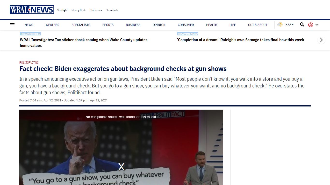 Fact check: Biden exaggerates about background checks at gun shows - WRAL